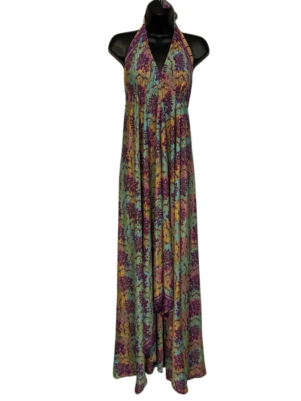 India Boutique Silky Maxi Sari Dress NWT - Picture 2 of 9
